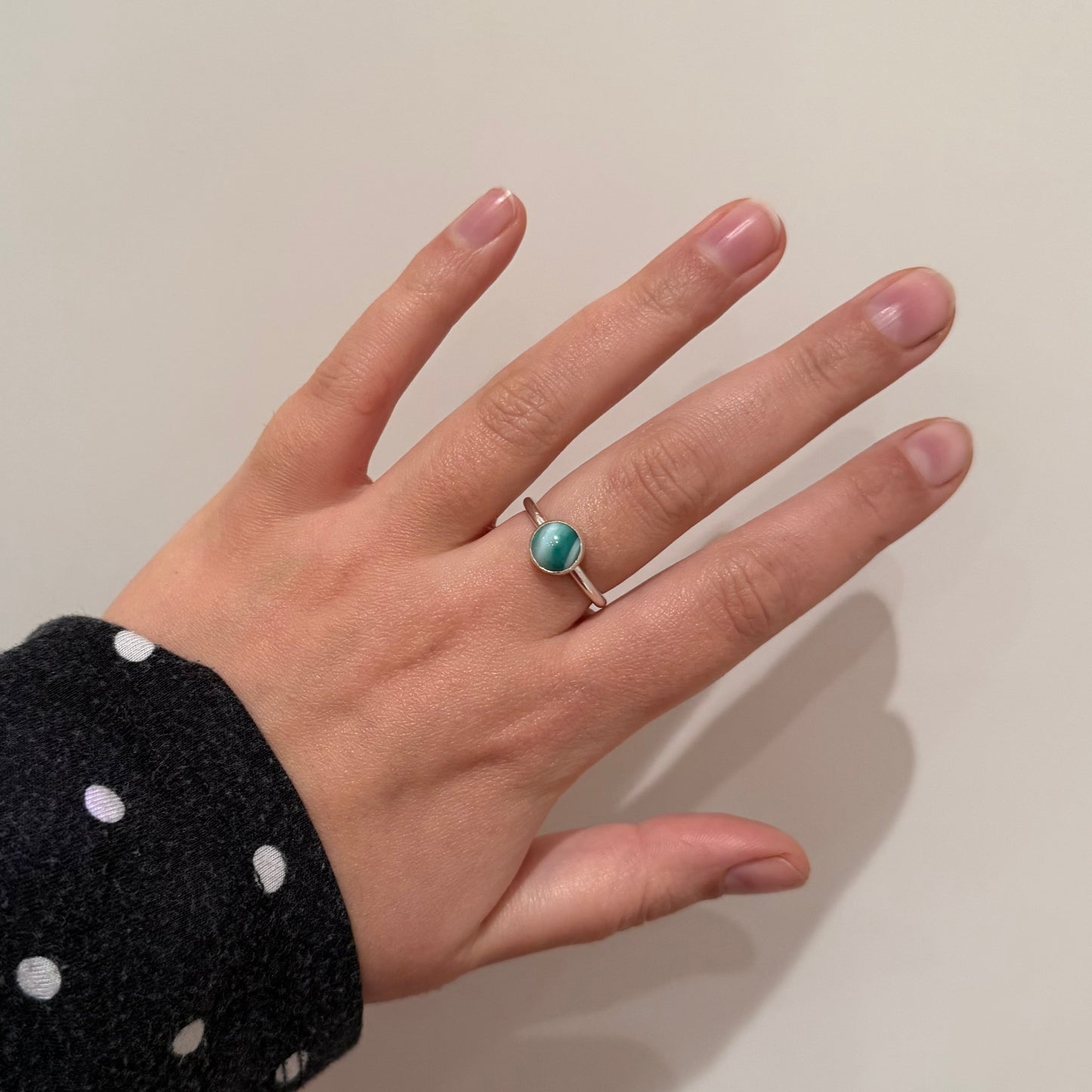 Striped green agate ring