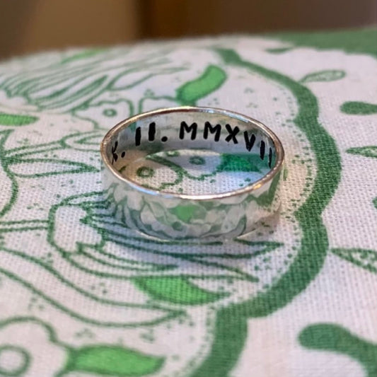 Sterling silver ring with engraving