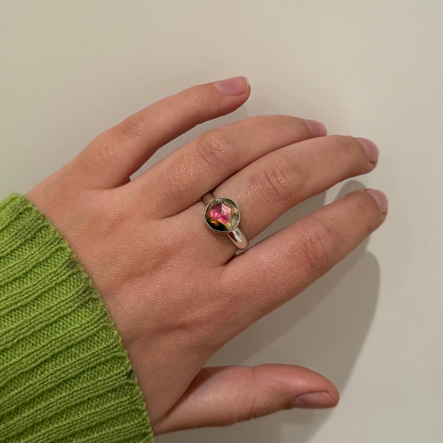 Watermelon tourmaline ring