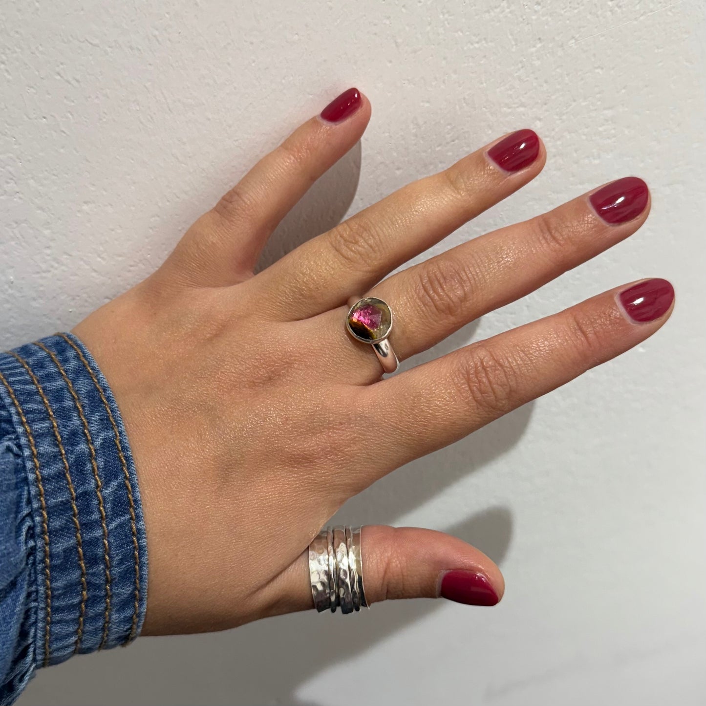 Watermelon tourmaline ring