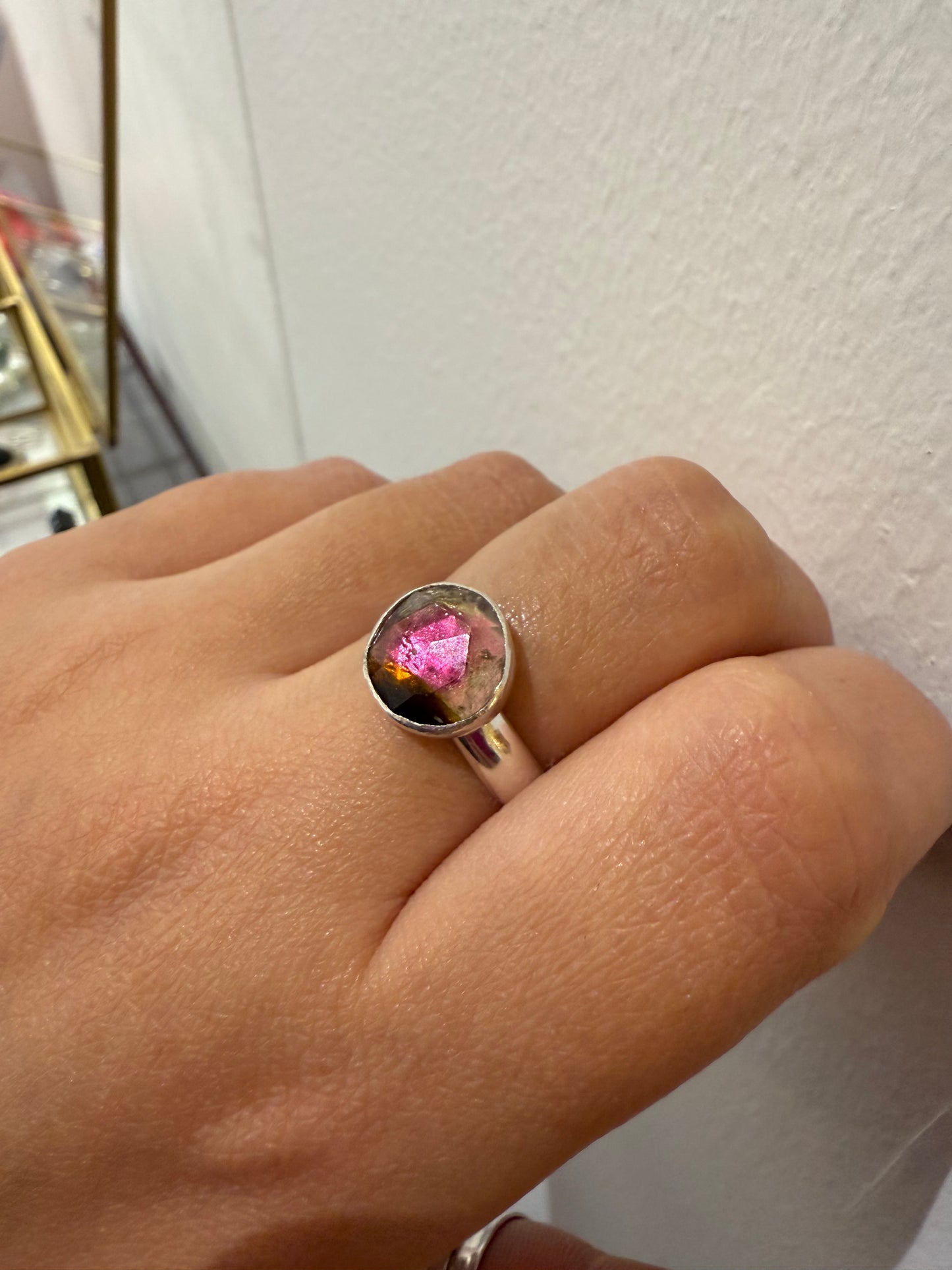 Watermelon tourmaline ring