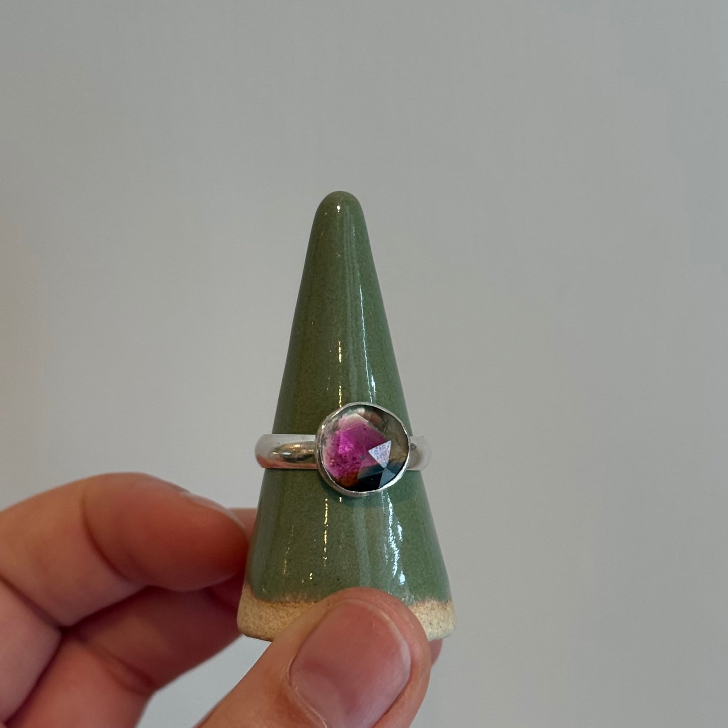 Watermelon tourmaline ring