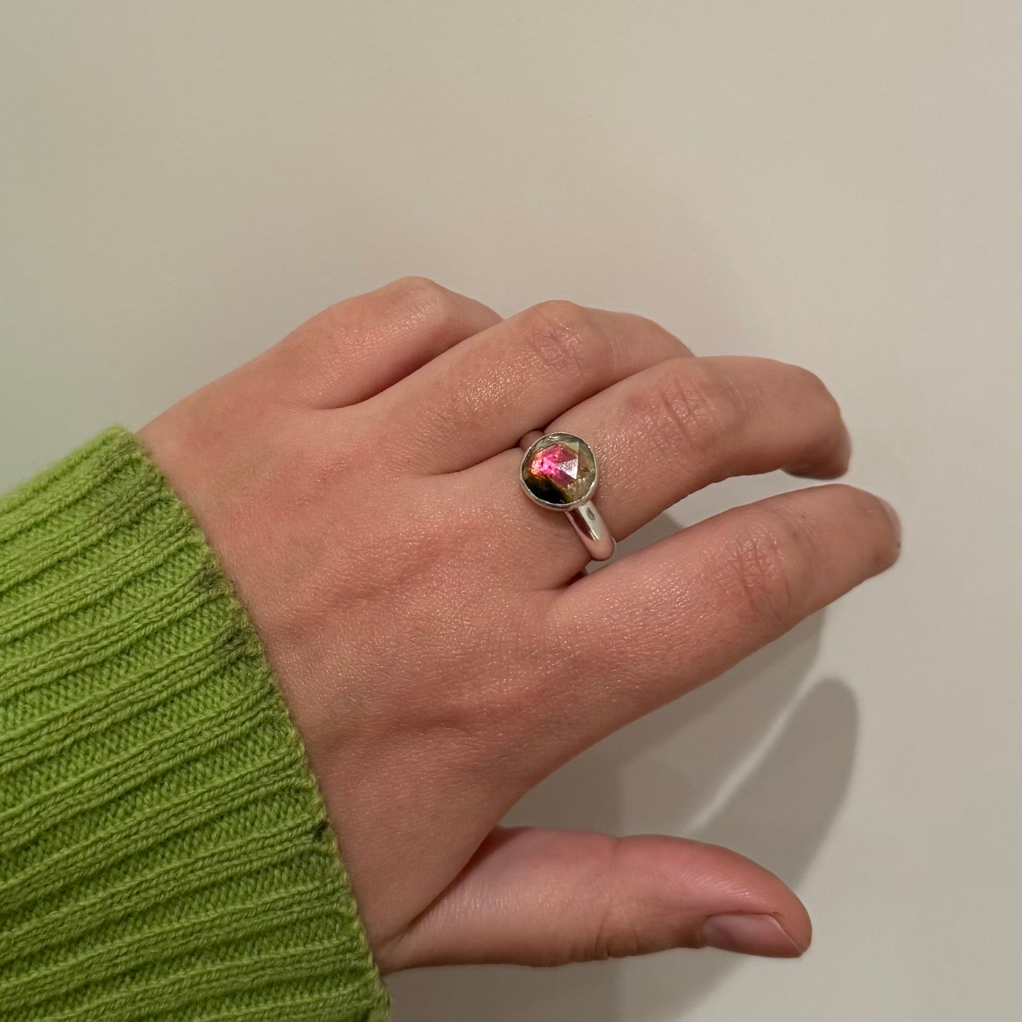 Watermelon tourmaline ring