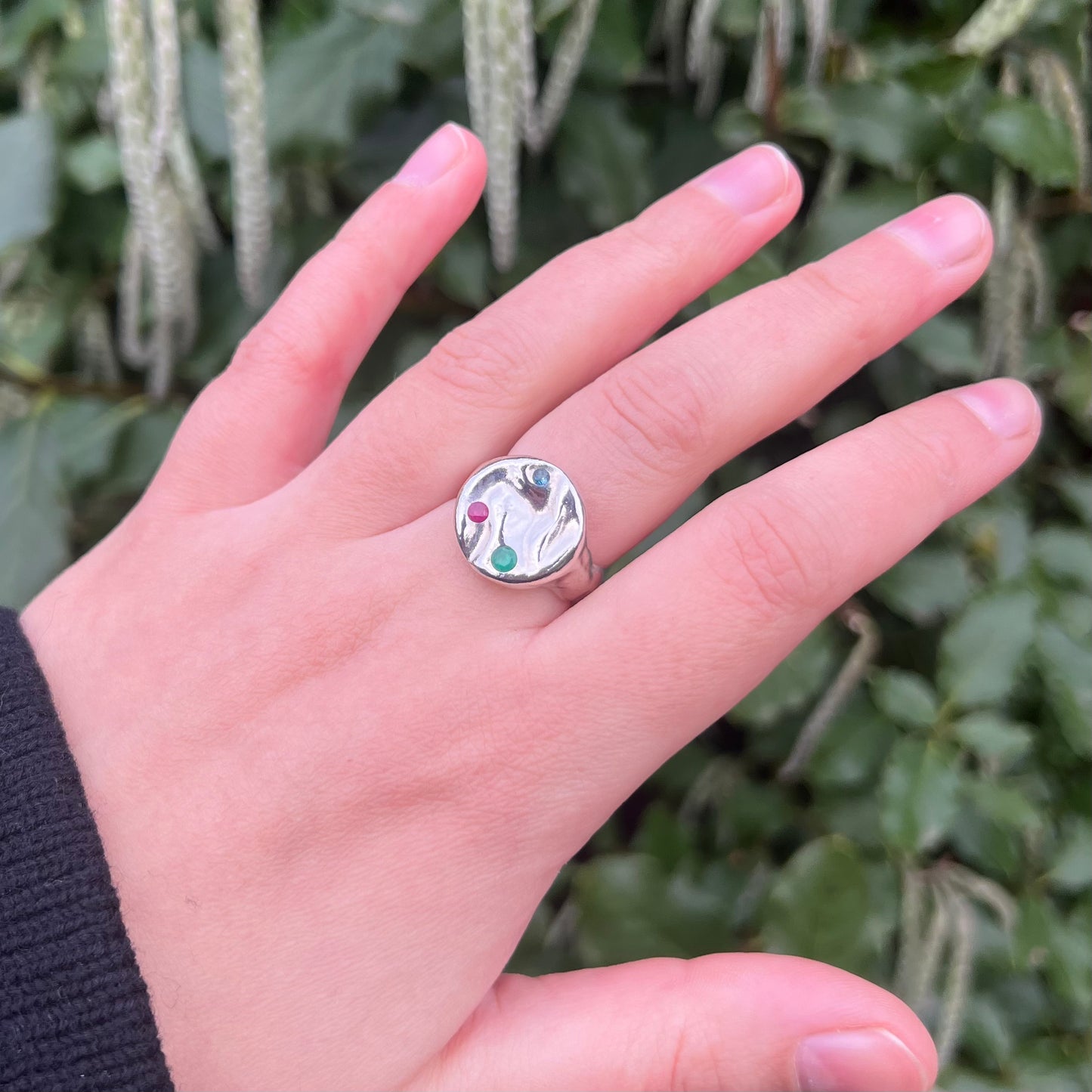Emerald, ruby & topaz Splash ring