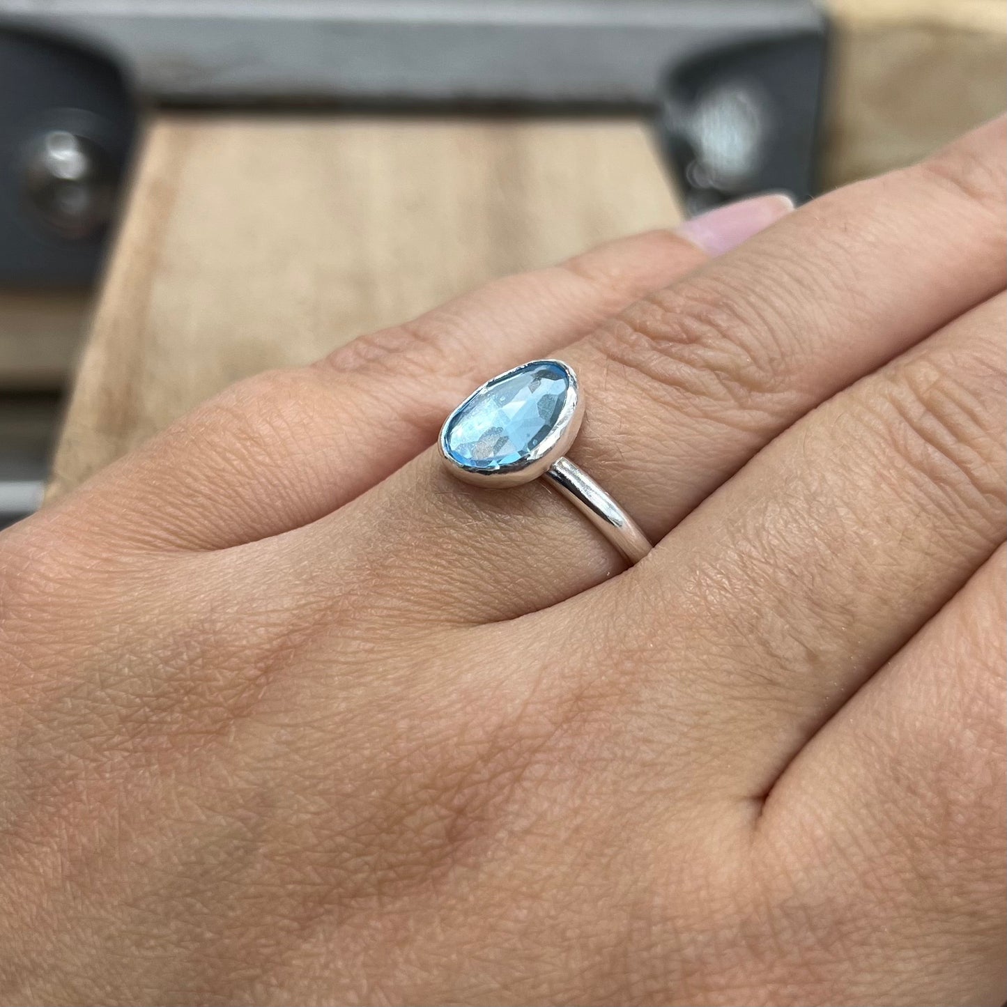 Sky blue topaz ring