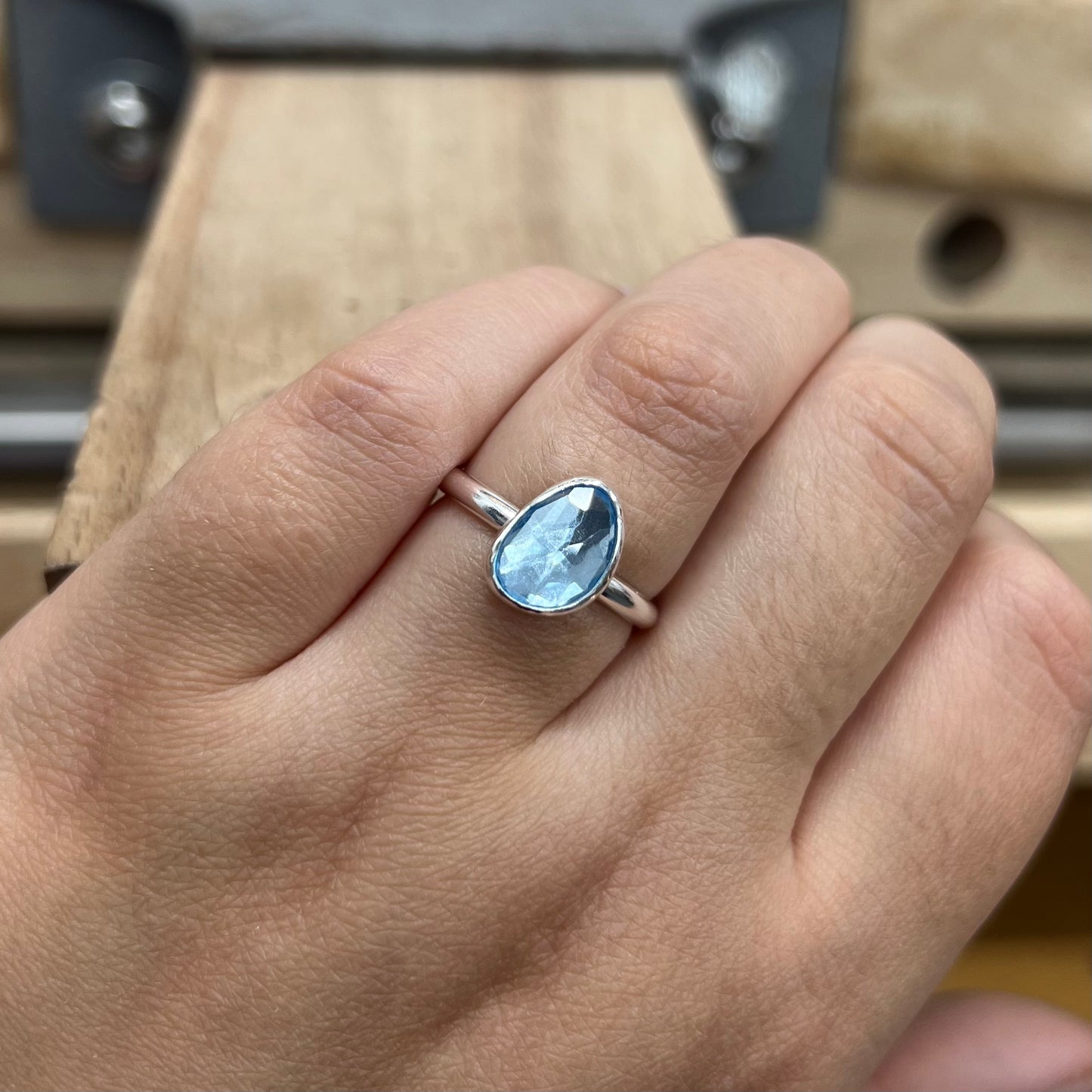 Sky blue topaz ring