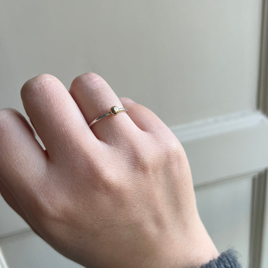 Silver and gold dot ring