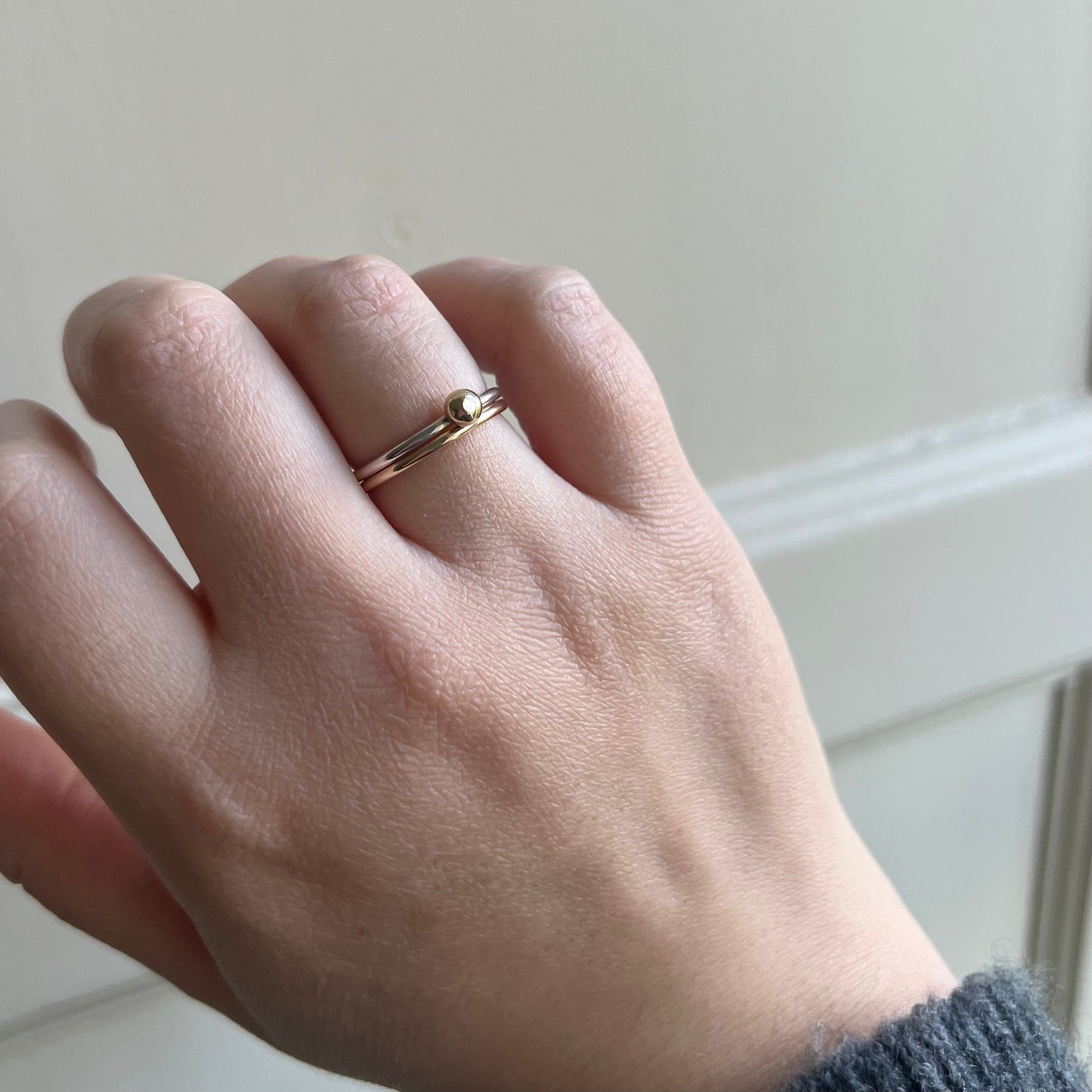 Silver and gold dot ring