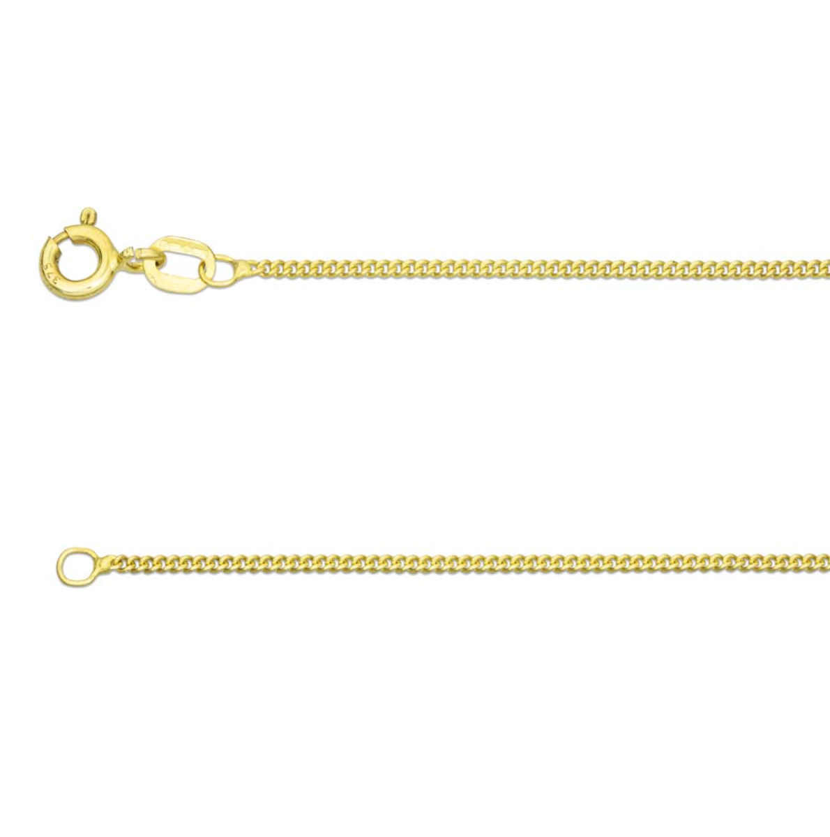 An image of a 9ct yellow gold trace chain.
