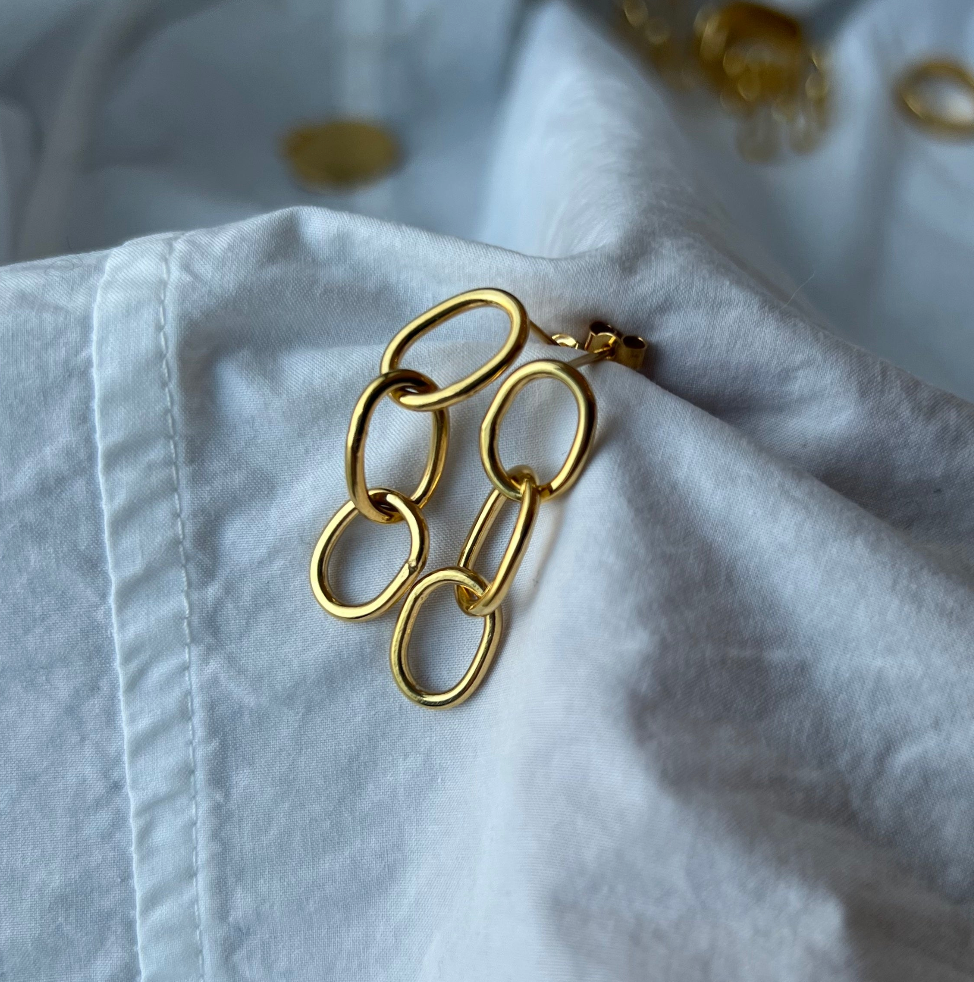 Gold vermeil pastille link earrings