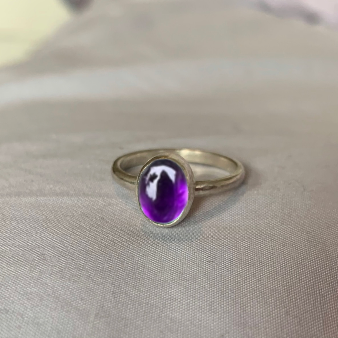 Large oval gemstone ring without engraving