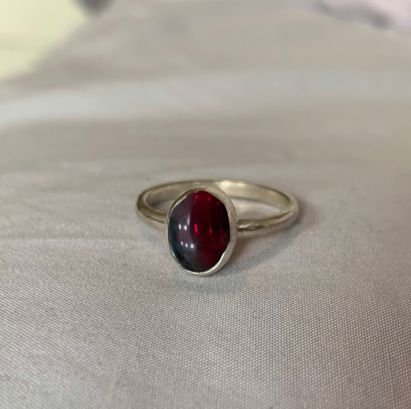 Large oval gemstone ring without engraving