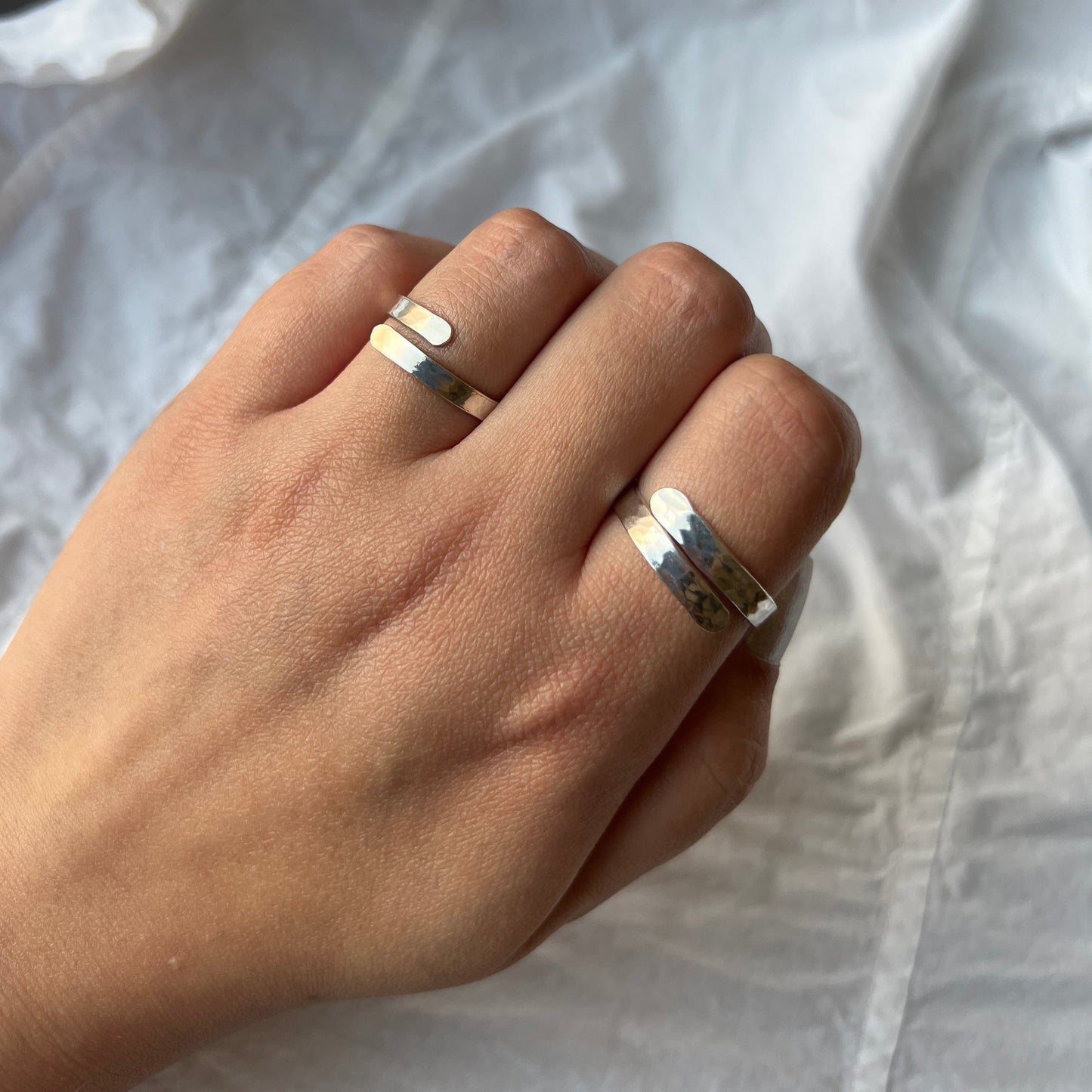 Adjustable sterling silver ring with engraving