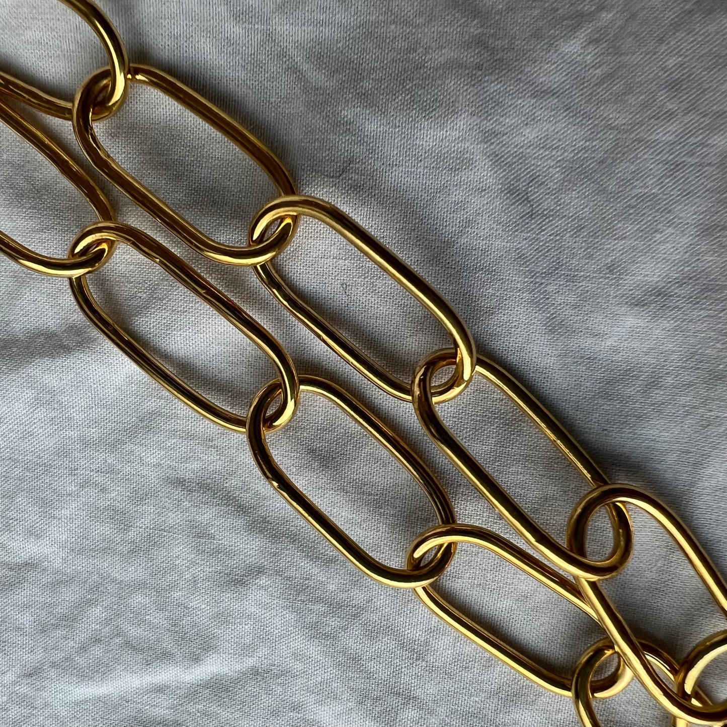 A handmade gold vermeil oval chain link bracelet.